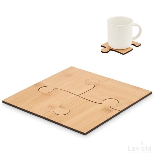 Set van 4 puzzel onderzetters Bruin