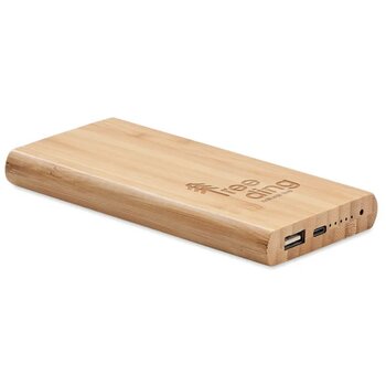 Bamboe powerbank met draadloze oplader (6.000 mAh) Bruin