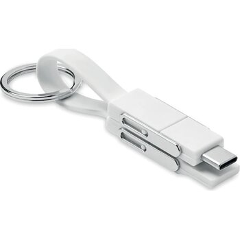 Sleutelhanger met 4 in 1 kabel Key c wit