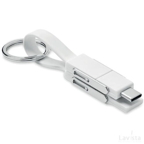 Sleutelhanger met 4 in 1 kabel Key c wit