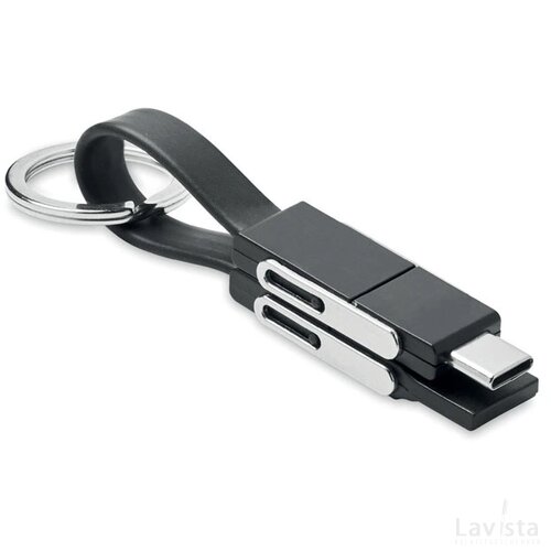Sleutelhanger met 4 in 1 kabel Key c zwart