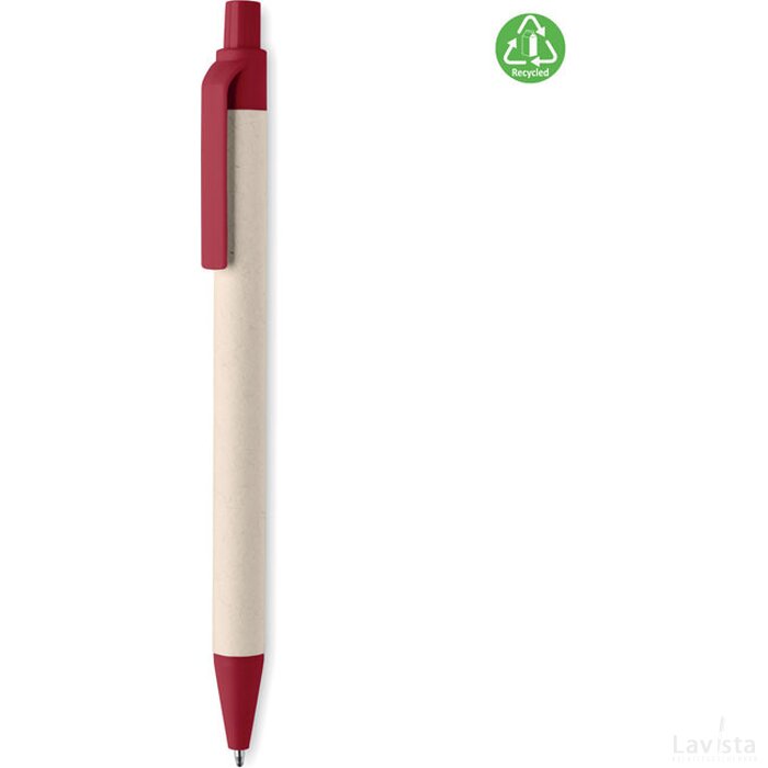 Gerecycled papier/ pla balpen Mito pen rood