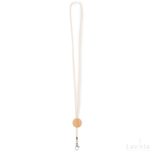 Katoenen lanyard metalen haak Kara beige
