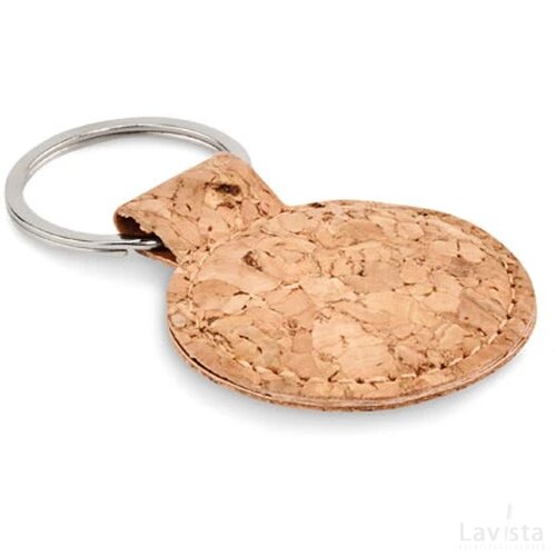 Ronde sleutelhanger van kurk Cincin beige