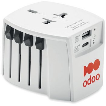 Skross wereldstekker met USB C en A poort Wit