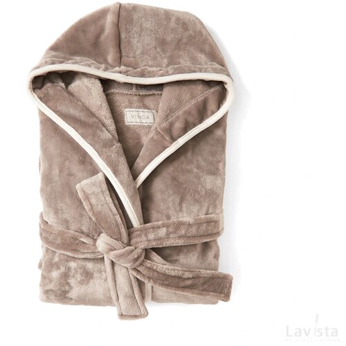 VINGA Louis luxe pluche RPET badjas maat S/M grijs