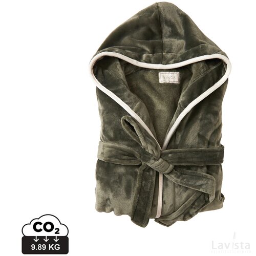 VINGA Louis luxe pluche RPET badjas maat S/M groen