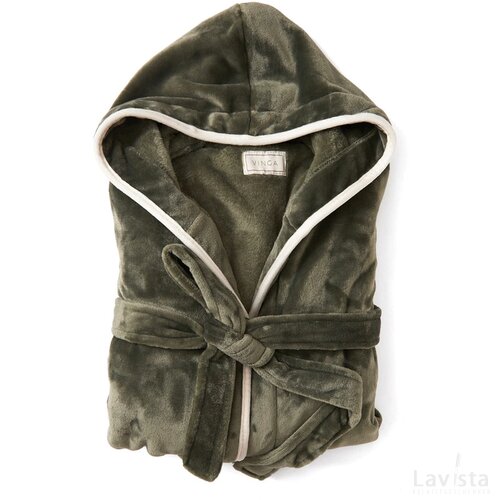 VINGA Louis luxe pluche RPET badjas maat S/M groen