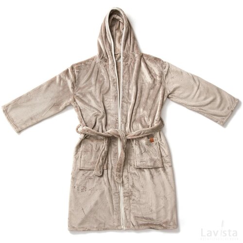 VINGA Louis luxe pluche RPET badjas maat L/XL grijs