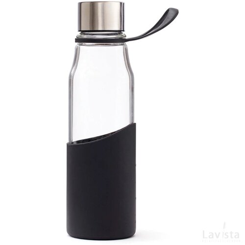 VINGA Lean glazen drinkfles zwart