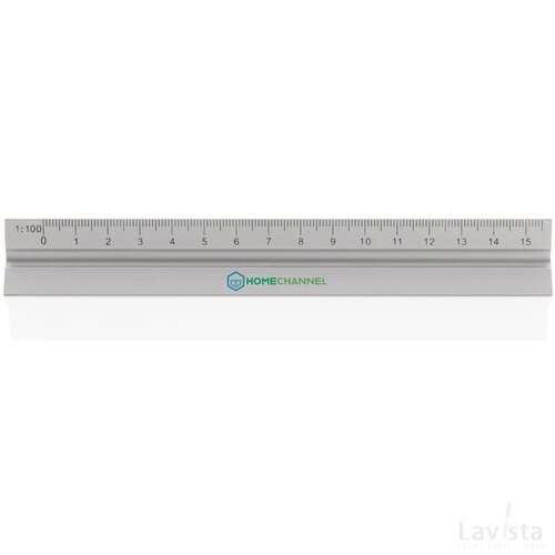 Aluminium driehoekige liniaal 15 cm zilver