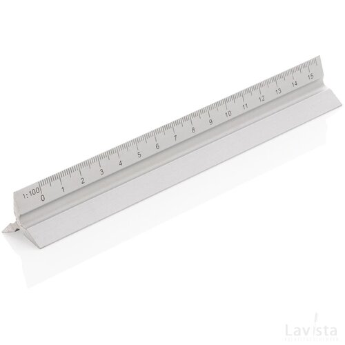 Aluminium driehoekige liniaal 15 cm zilver