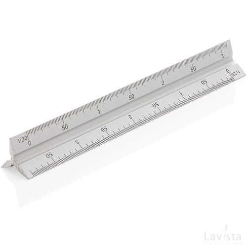 Aluminium driehoekige liniaal 15 cm zilver