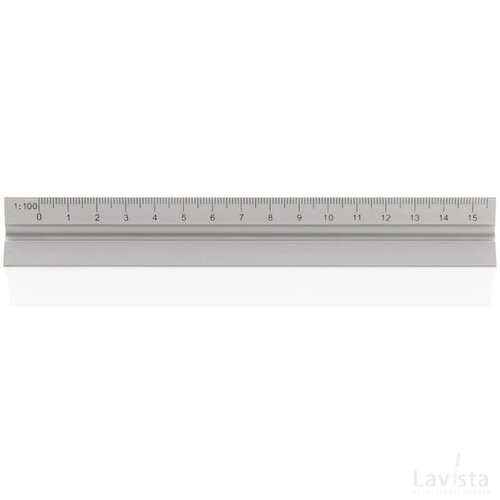 Aluminium driehoekige liniaal 15 cm zilver