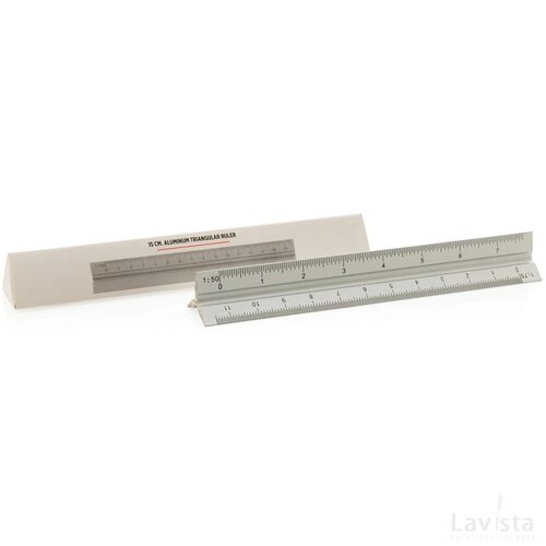 Aluminium driehoekige liniaal 15 cm zilver