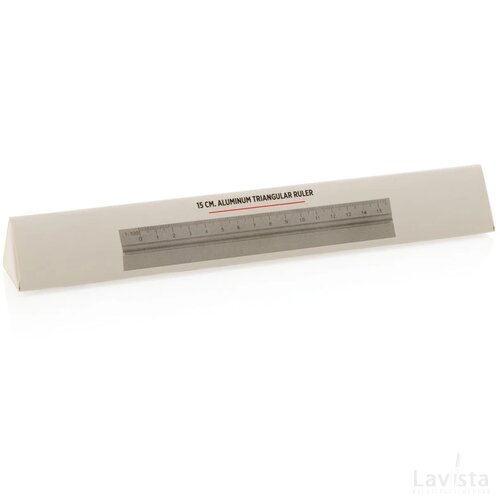 Aluminium driehoekige liniaal 15 cm zilver