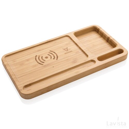 Bamboe bureau-organizer 10W draadloze oplader bruin
