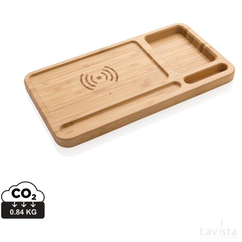 Bamboe bureau-organizer 10W draadloze oplader bruin