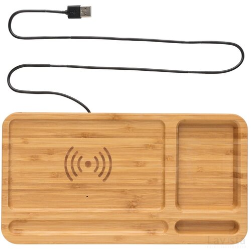 Bamboe bureau-organizer 10W draadloze oplader bruin