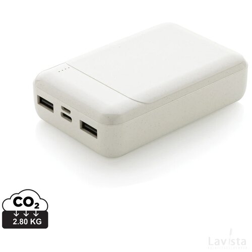 RCS standaard recycled plastic 10.000 mAh powerbank wit