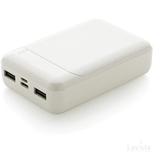 RCS standaard recycled plastic 10.000 mAh powerbank wit