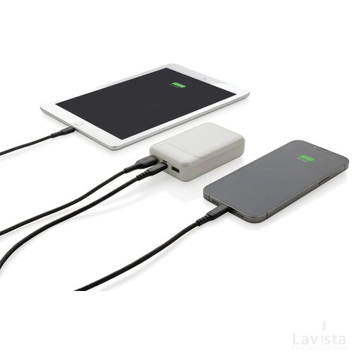 RCS standaard recycled plastic 10.000 mAh powerbank wit