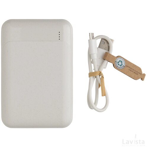 RCS standaard recycled plastic 10.000 mAh powerbank wit