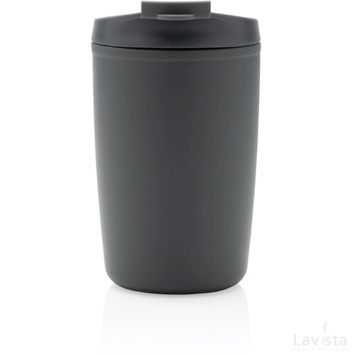 GRS gerecycled PP beker met klapdeksel grijs