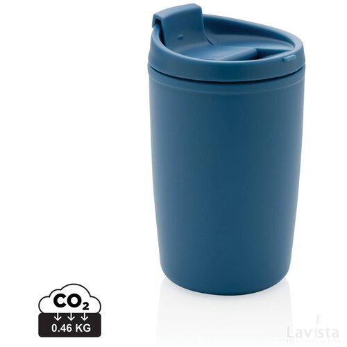GRS gerecycled PP beker met klapdeksel blauw