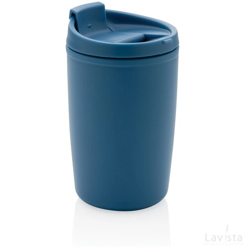 GRS gerecycled PP beker met klapdeksel blauw