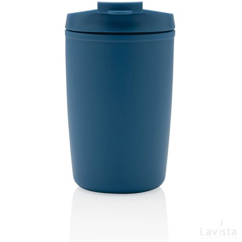 GRS gerecycled PP beker met klapdeksel blauw