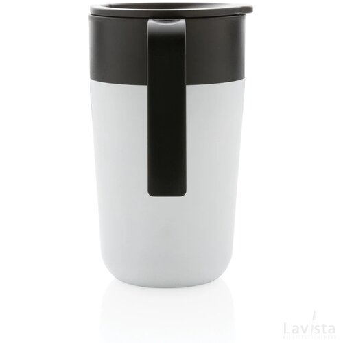GRS recycled PP en roestvrijstalen mok met handvat wit