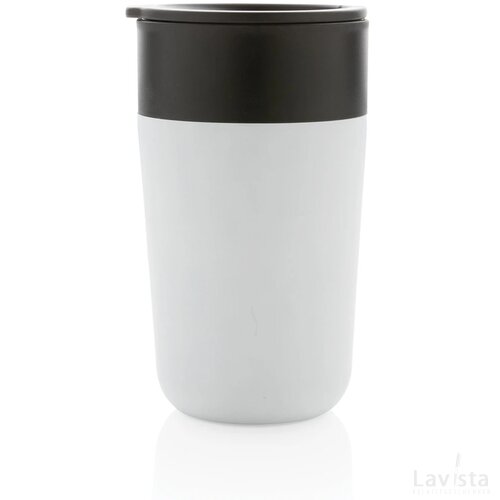 GRS recycled PP en roestvrijstalen mok met handvat wit