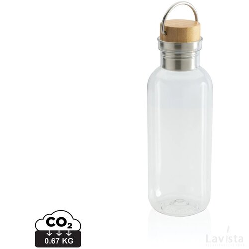 RCS recycled PET fles met bamboe deksel en handvat transparant