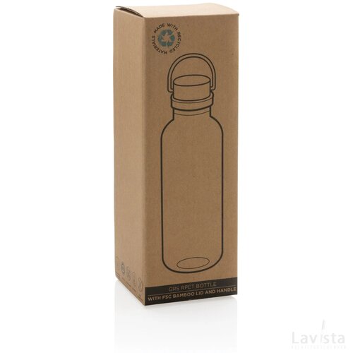 RCS recycled PET fles met bamboe deksel en handvat zwart