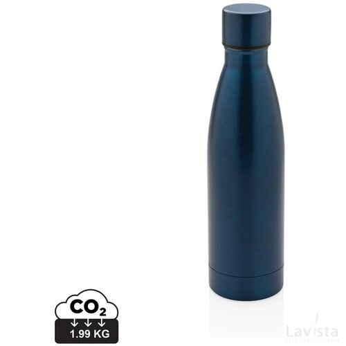RCS gerecycled roestvrijstalen unikleur vacuümfles donkerblauw