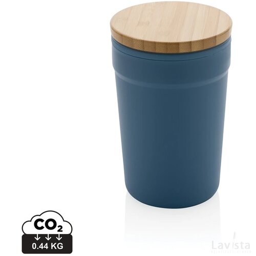 GRS gecertificeerd gerecycled PP mok met bamboe deksel blauw