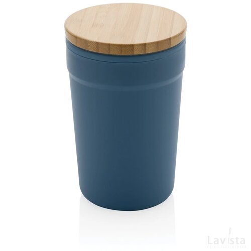 GRS gecertificeerd gerecycled PP mok met bamboe deksel blauw