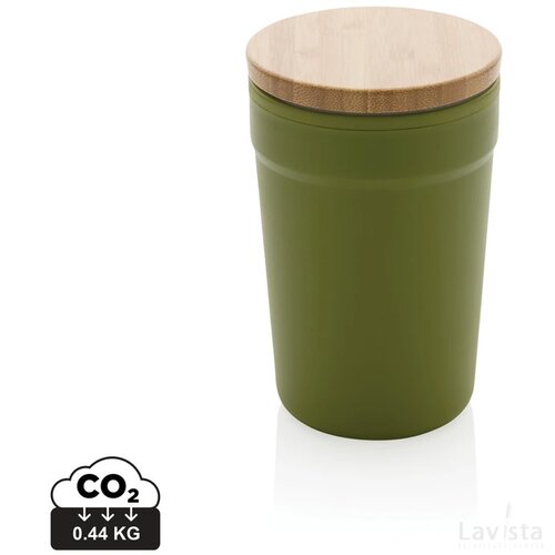 GRS gecertificeerd gerecycled PP mok met bamboe deksel groen