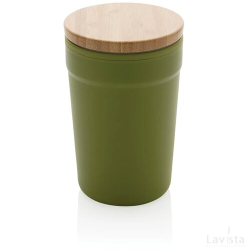 GRS gecertificeerd gerecycled PP mok met bamboe deksel groen