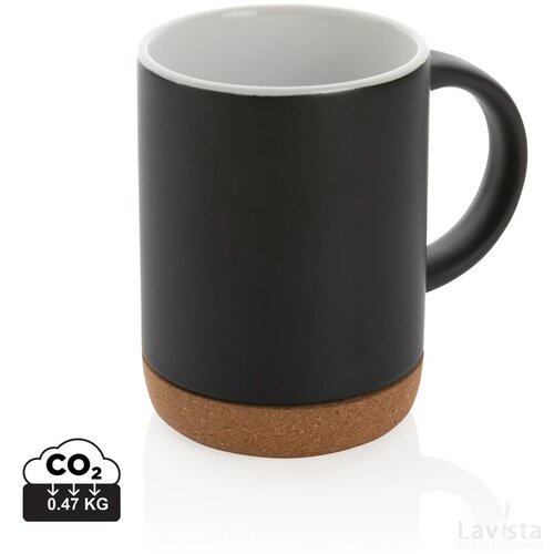 Keramische mok met kurken bodem 280 ml zwart