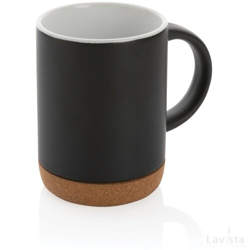 Keramische mok met kurken bodem 280 ml zwart