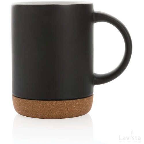 Keramische mok met kurken bodem 280 ml zwart