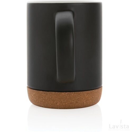 Keramische mok met kurken bodem 280 ml zwart