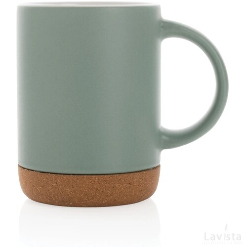 Keramische mok met kurken bodem 280 ml groen