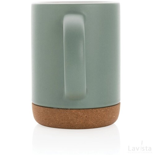 Keramische mok met kurken bodem 280 ml groen