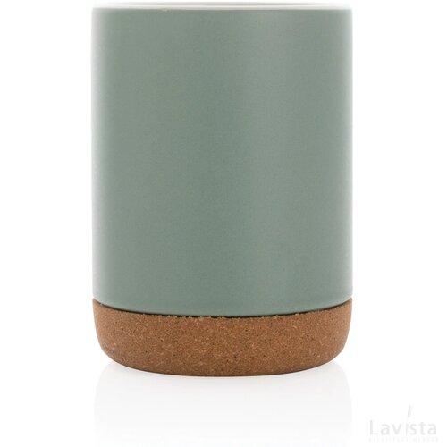 Keramische mok met kurken bodem 280 ml groen