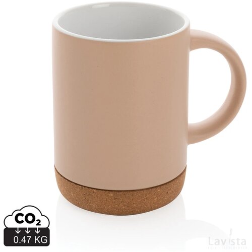 Keramische mok met kurken bodem 280 ml bruin
