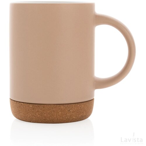 Keramische mok met kurken bodem 280 ml bruin