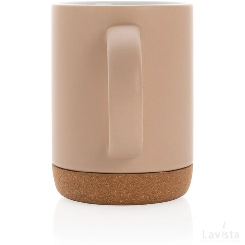 Keramische mok met kurken bodem 280 ml bruin